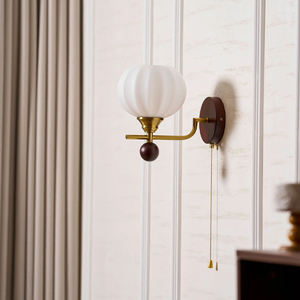 Applique murale nordique rétro, applique de chevet, applique de salon, métal, bois, verre, LED, interrupteur à tirette, haute qualité, applique murale intérieure <span class=keywords><strong>Lumea</strong></span> Crest - Product Image 5