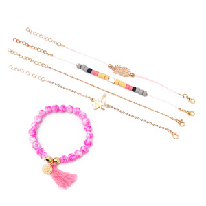 Conjunto de Pulseras con Dijes de Moda, Chapadas en Oro Rosa, con Imitación de Perlas, Estilo Bohemia, Joyería de Regalo para Mujer - Product Image 5