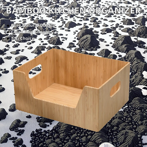 Boîte de rangement moderne en bambou, organisateur multi-usages pour cuisine et garde-manger, étagère à aliments écologique, tiroir - Product Image 2