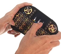 Keyboard Mini I8 Rusia, Ibrani, Inggris Original 2.4G Wireless Touchpad dengan Lampu Latar 7 Warna, Remote Udara Keyboard 2.4G