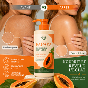 Loción Corporal Hidratante y Nutritiva de Moda, Repara la Piel Seca, Agrietada y Descamada, Fórmula con Manteca de Karité y Papaya, Loción Corporal de Papaya - Product Image 1