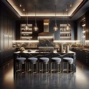 Moderno All-in-One Set di armadi da cucina su misura <span class=keywords><strong>MDF</strong></span> modulare angolo cottura Backsplash in acrilico pannello porta per ville - Product Image 1