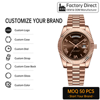 Montre à quartz Nibosi 2628 avec logo personnalisé OEM ODM, jour et date, luxe, acier inoxydable, étanche, montre-bracelet pour homme, directement de l'usine