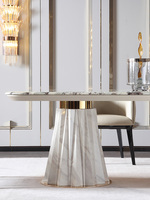 1.8M italien haut de gamme moderne lumière luxe table à manger en marbre naturel grande table à manger américaine et combinaison de chaises