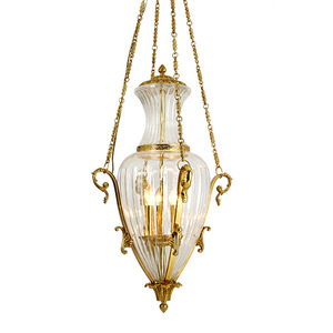 Lampadario in Vetro con Finitura in Ottone Dorato, Design Francese Mid-Century, per Villa, Corridoio di Lusso, Hotel, Casa, Karo - Product Image 2