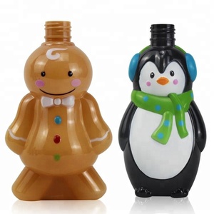 Vente en gros de bouteilles de Noël mignonnes de 320ml en forme de complication PET pour bébé poupée ours dessin animé pompe pour enfants bouteilles de shampooing et d'après-shampooing - Product Image 3