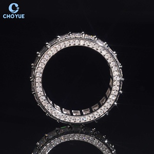 Emeral Cut Moissanite <b>Ring</b> <b>Iced</b> Out Solid Sterling Silver 925 Hip Hop Jewelry Moissanite Diamond Emeral Eternity Wedding <b>Ring</b> - Product Image 2