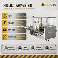 Línea de Empaquetado Automática de Cajas de Cartón Corrugado Goldtec con Control PLC, Máquina Formadora de Cajas con Cinta de 85 mm, Formadora de Cajas Automática