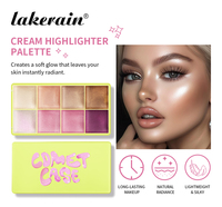 Palette de maquillage en crème effet ciment haute brillance, finitions mates et scintillantes, tons rose, marron et nude, longue tenue, étui incurvé