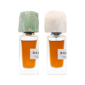 New Design High End square <b>Perfume</b> Glass <b>Bottle</b> 30ml 50ml 100ml clear Crimp Niche <b>Perfume</b> <b>Bottle</b> with Colored Stone Cap - Product Image 3