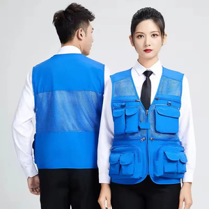 เสื้อกั๊กใส่ทำงานสีเขียวเข้มใส่ได้ทั้งชายและหญิงมีหลายกระเป๋าเสื้อกั๊กใส่ทำงานแบบสร้างโลโก้แบบกำหนดเอง - Product Image 4
