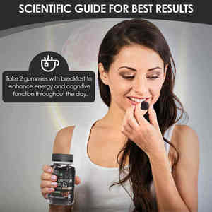 Integratore di Ashwagandha con etichetta bianca e gommosa di funghi Cordyceps senza zucchero per integratori a base di erbe con energia di messa a fuoco migliorata - Product Image 3