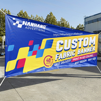 Bannière publicitaire personnalisée en polyester style fanion - Résistante aux UV et aux intempéries, imperméable, montage facile pour la décoration de fond de scène