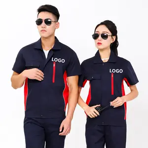 anti-static summer short sleeve fashion factory logistics garage outfit uniforms men women worker uniform