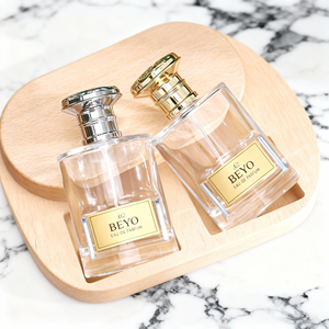 Botella de Perfume de vidrio de lujo de alta calidad de 100ml, Diseño de cilindro de cuello de crimpado transparente, bomba, tipo de sellado, pantalla de seda <span class=keywords><strong>BEYO</strong></span> XS394 - Product Image 4