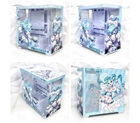 Boîtiers de PC de bureau ATX sur mesure sur le thème de l'anime, tours transparentes avec vue sur la mer, prise arrière avec ventilateurs en stock