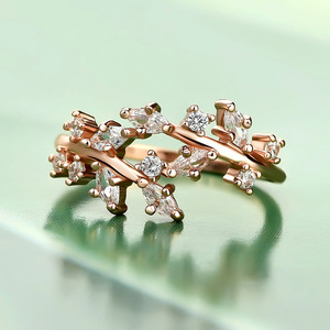 Anello Intrecciato a Forma di Ramo in Tono Rosa per Donne, Gioielli di Moda Creativi e Scintillanti, Vendita all'Ingrosso - Product Image 4