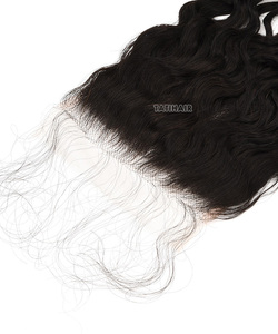5*5 Extensions de cheveux humains brésiliens Remy non traités vague d'eau HD fermeture à lacet partie libre transparente couleur naturelle - Product Image 5