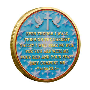 Koin Suvenir Peringatan Kepercayaan Takut Religius Besi Berlapis Emas Cetak Timbul Kerajinan Hadiah Kustom Pencetakan UV 3D - Product Image 3