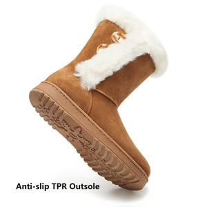 Bottes d'hiver pour femmes, bottes courtes <span class=keywords><strong>mi</strong></span>-<span class=keywords><strong>mollet</strong></span>, bottes tendance, bouton en résine artistique, bottes en <span class=keywords><strong>daim</strong></span> synthétique pour femmes - Product Image 3