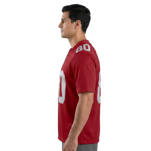 Camiseta de Fútbol Roja con Cuello en V para Hombre, Número 80, Personalizada, de Poliéster que Absorbe la Humedad, Manga Corta, Corte Regular - Product Image 5