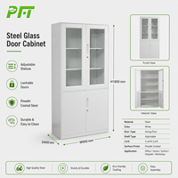 Armoire de classement en acier sécurisée et verrouillable, de qualité commerciale, avec 2 portes vitrées, pour l'école, la clinique, l'archivage et les fournitures