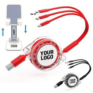 Cable de Carga USB Retráctil 3 en 1 con Logotipo Personalizado, para Teléfonos Móviles Android, Micro USB, iPhone y USB-C, Venta al Por Mayor - Product Image 1