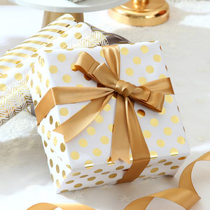 Recyclable Wholesale Customization <b>Birthday</b> Christmas Party Roll Gold Foil <b>Paper</b> 0.4*3m Gift Box Custom <b>Wrapping</b> <b>Paper</b> - Product Image 4