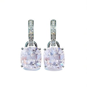 Pendientes de Lujo con Cuarzo Arcoíris, Plata 925 con Baño de Rodio, Engaste de Garra, Joyería de Cristal para Boda para Mujer - Product Image 1