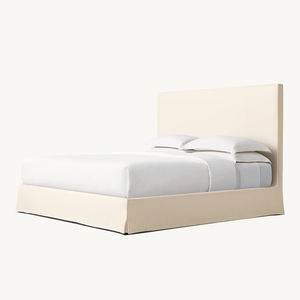 RH LIT <span class=keywords><strong>BELGE</strong></span> À COUVERTURE INCLINABLE Revêtement en tissu personnalisable Cadre de lit plate-forme moderne beige Tête de lit douce doublée - Product Image 2