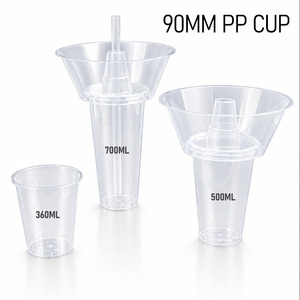 3 in 1 Hot <b>Pot</b> 24oz Disposable Drink Cup Snack Tray Split-Design Clear PET Plastic <b>Lid</b> Customized Logo for Brand CN/FUJ Origin - Product Image 5