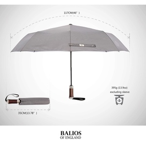 Luxury High-End Automatic 3-Fold <b>Windproof</b> Compact Dark Brown Wood Handle <b>Umbrella</b> for Business Man & Business Gifts - Product Image 5