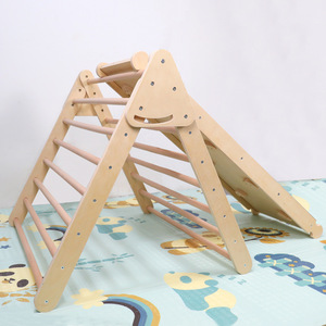 Wooden Childrens Triangular Climbing Frame Slide 127x54x13.5cm Indoor Play Structure For Baby <b>Physical</b> Training - Product Image 3