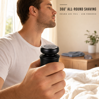 Mini rasoir électrique 300 mAh rechargeable par USB, tête de rasage ronde à 360 degrés pour hommes, pour la maison, les voyages et l'hôtel