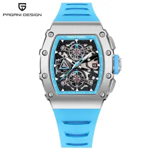 PAGANI DESIGN YS011 New 40MM Barrel Hollow Sapphire Glass Tonneau shape sports watch for men
