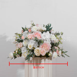 FB002 Vente en gros d'usine Boule de fleurs bleues en tissu avec feuilles vertes pour centres de table de mariage et décorations de mariage - Product Image 5