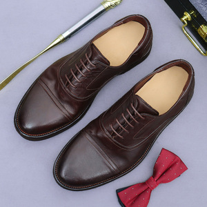 Zapatos de vestir formales de tres piezas de cuero genuino para hombre, de alta gama y estilo clásico, zapatos de cuero hechos a mano con piel de caballo italiana. - Product Image 5