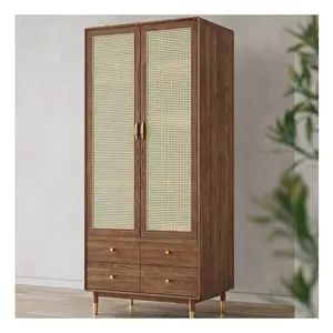 Offre Spéciale Style japonais moderne ménage appartement hôtel meubles armoire de rangement rotin porte en verre chambre armoire en bois