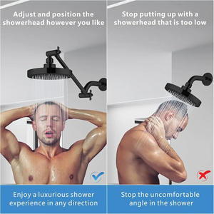 Bras de douche en L réglable, tige d'extension chromée, support de pommeau de douche suspendu 8 pouces - Product Image 5