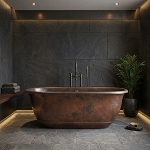 Baignoire martelée à prix abordable et très demandée pour villas de luxe avec finitions patinées - Artisanat indien - Product Image 4