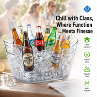 Seau à glace en plastique transparent à double poignée, portable, léger et durable, pour le camping et les fêtes, pour le stockage de la bière et du vin