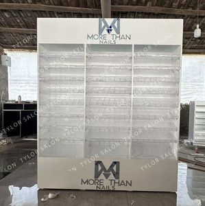 Kingshadow Estantes de esmalte de uñas Estante de exhibición grande blanco con logotipo Gabinete de uñas de madera - Product Image 3