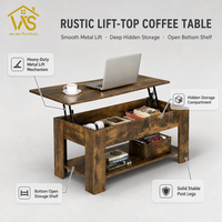 Table basse en bois brun, table pliante avec étagère de rangement, mobilier moderne pour salon