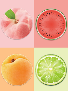 Tapis de souris rond et mignon sur le thème des fruits, avec bords cousus, option de design personnalisé élégant - Product Image 1