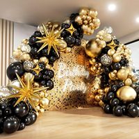 Kit d'arche de ballons en aluminium pour le Nouvel An 2027, guirlande champagne, ballons en latex noir et or, décorations de fête