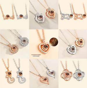 Hot Bán Cổ Điển Tôi Yêu Bạn Mặt Dây Chuyền Chiếu Vòng Cổ Mạ Vàng Liên Kết Chuỗi Zircon 100 Ngôn Ngữ Thời Trang Của Người Yêu Thiết Kế - Product Image 3