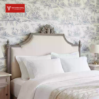 Lit double en chêne rétro français, style crème, luxe léger, chambre principale, personnalisation pour lit de mariage