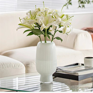 Modern Simple White Porcelain Glass Vase Glass Hydroponic <b>Ornaments</b> Floral Flower Crafts <b>Dining</b> <b>Table</b> Glass Vase - Product Image 5