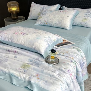 Nouvel ensemble de couette d'été 100% Lyocell, imprimé numérique, quatre pièces, 50 fils, garnissage en fibres synthétiques pour la saison printanière - Product Image 5