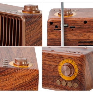 Radio FM Clásica Retro de Escritorio, Receptor de Radio Portátil Recargable, Altavoz Estéreo AS25 - Product Image 3